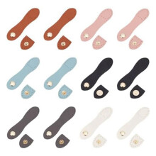 6 Colors PU Leather Purse Sew Snap Buckle, 12 Sets Sew PU Leather Tab Closures Buckles Bag Sew Snap Closure