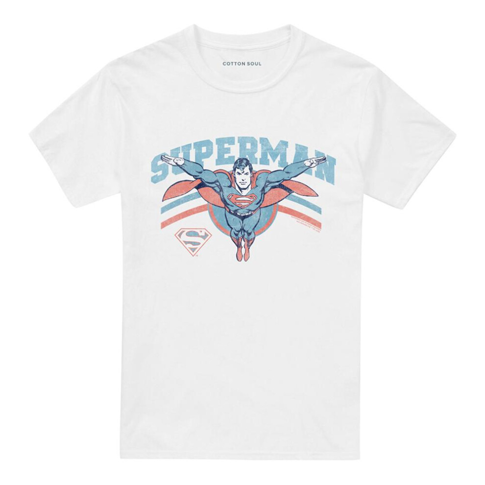 Superman (Xl, ) Unisex Adult Flying Stripes T-Shirt White