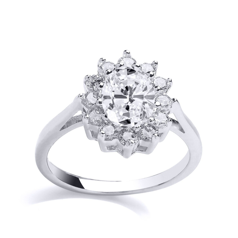 Jewelco London (R) Ladies Sterling Oval Cubic Zirconia Royal Cluster Cluster Ring - Gvr564wh Silver