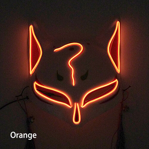 (orange) Light Up Neon Half Face Mask Flashing In Dark Fox Mask