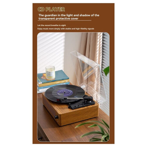 Record Player Multi-Functional Vintage Turntable Phonograph Wooden Vinyl Record Audio Player EU Plug 2