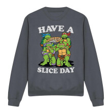(S, Charcoal) Teenage Mutant Ninja Turtles Unisex Adult Have A Slice Day Sweatshirt