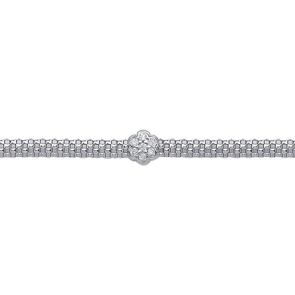 Jewelco London Sterling Silver Cubic Zirconia Correanna Daisy Bracelet - Gvb204