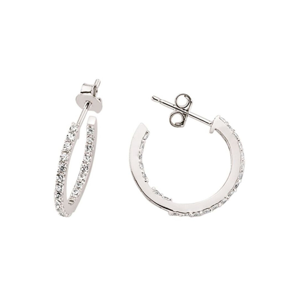 Jewelco London Ladies Sterling Silver Cubic Zirconia Eternity Hoop Earrings 20Mm - Gve369