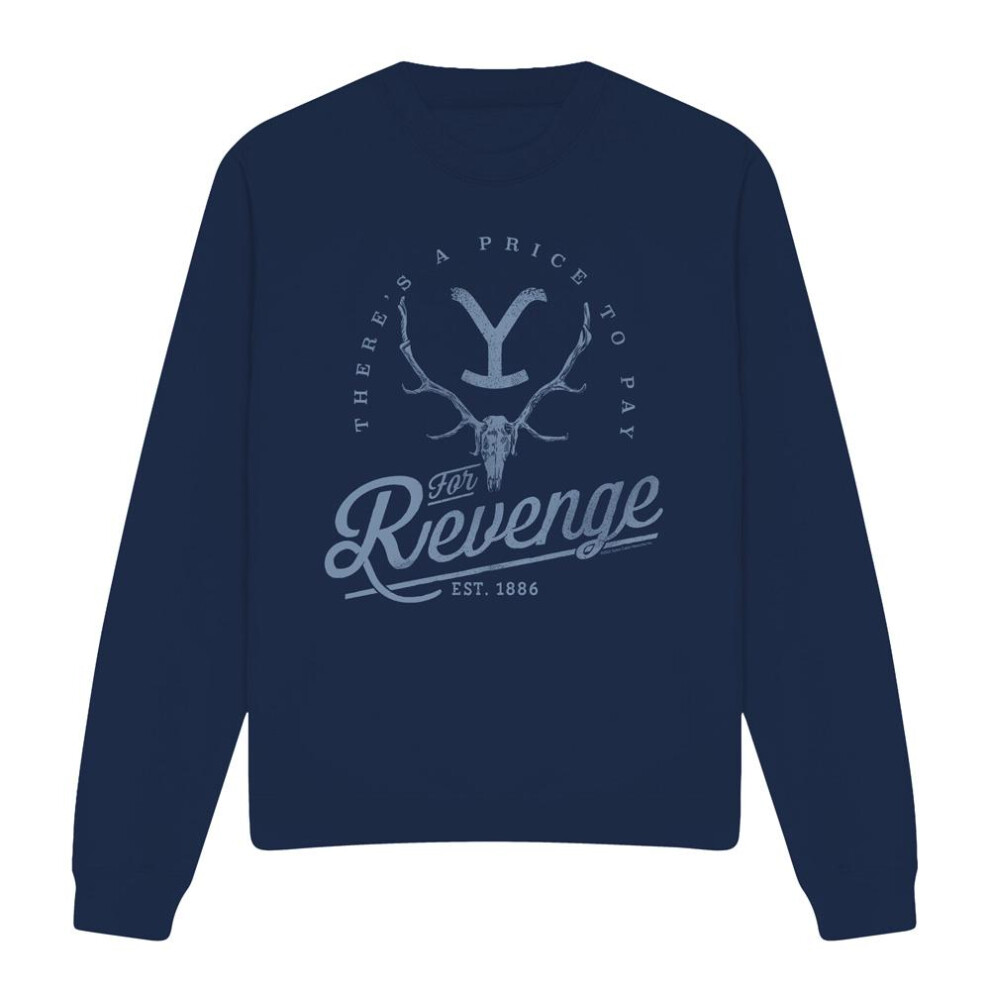 Yellowstone (S, Navy) Unisex Adult Revenge Skull Sweatshirt