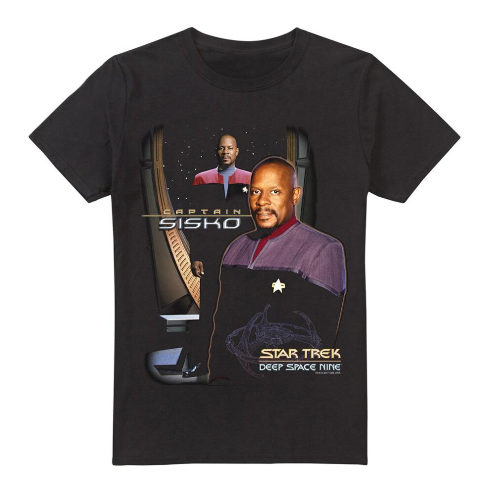 Star Trek (L, ) Mens Captain Sisko T-Shirt Black