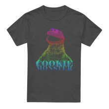 (L, Charcoal) Sesame Street Unisex Adult Cookie Monster Half Tone T-Shirt
