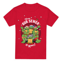(XXL, Red) Teenage Mutant Ninja Turtles Mens Merry Christmas From Our Sewer T-Shirt