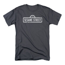 (S, Charcoal) Sesame Street Unisex Adult Logo T-Shirt