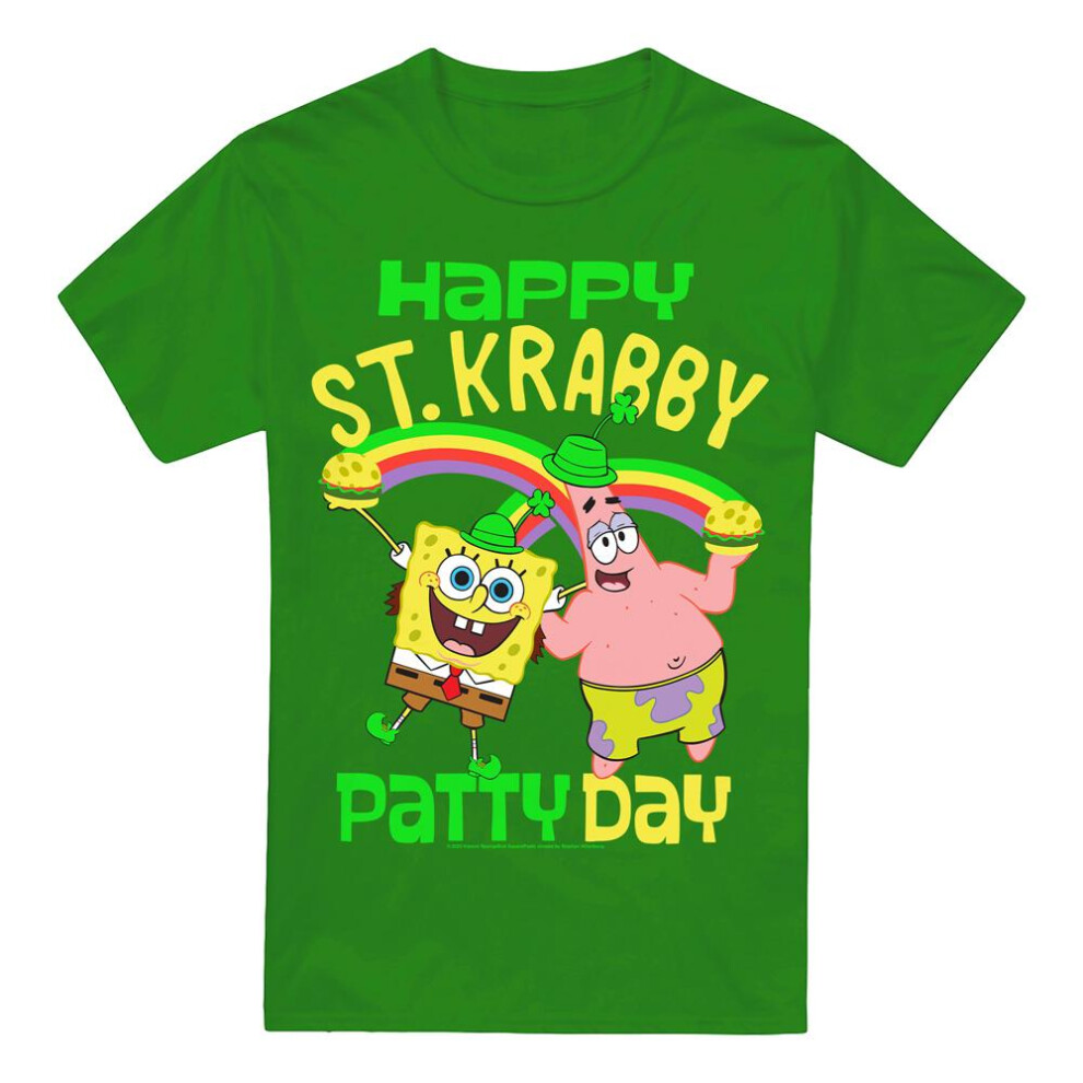 Spongebob Squarepants (M, Kelly ) Mens St Krabby Patty Day St Patricks Day T-Shirt Green