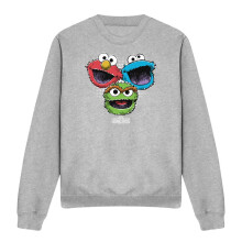 (S, Athletic Heather) Sesame Street Unisex Adult Halftone Heads Sweatshirt