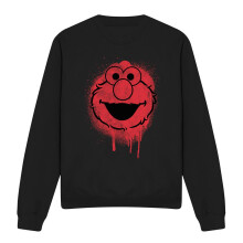 (L, Black) Sesame Street Unisex Adult Elmo Graffiti Sweatshirt