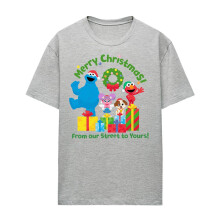 (S, Athletic Heather) Sesame Street Womens/Ladies From Our Street To Yours Heather Christmas T-Shirt