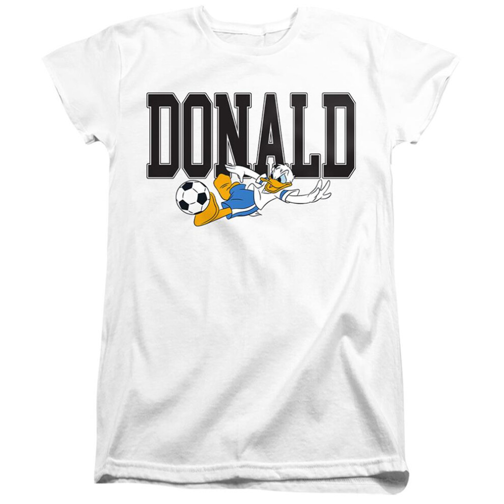 Disney (L, White) Womens/Ladies Kick Donald Duck Football T-Shirt