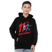 (12-13 Years, Athletic Heather) Captain America Childrens/Kids Heather 11th Birthday Hoodie