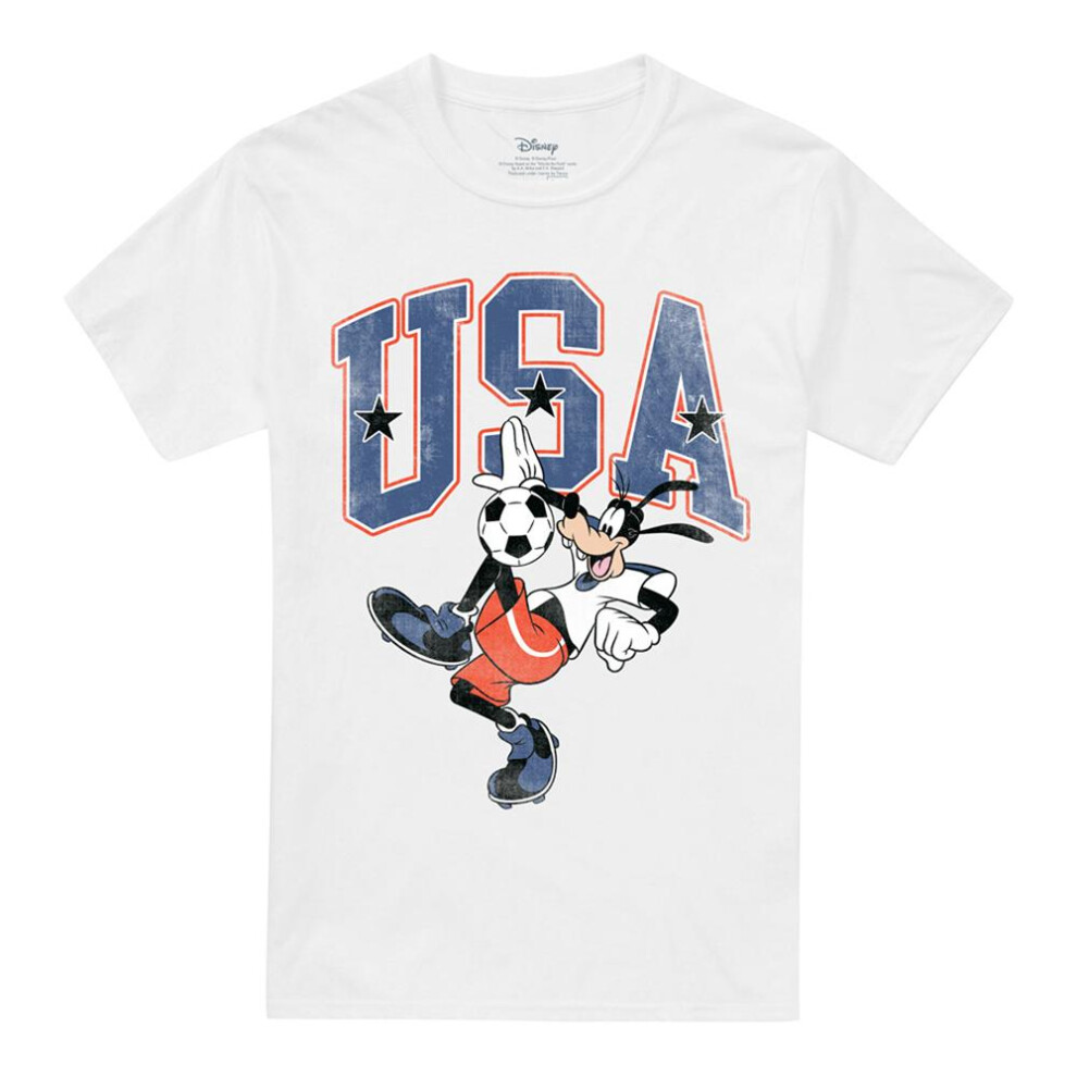 Disney (Xl, White) Unisex Adult Usa Goofy Football T-Shirt