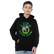 (9-11 Years, Athletic Heather) Captain America Childrens/Kids St Patrick's Day Lucky Superhero Heather Pull Over Hoodie