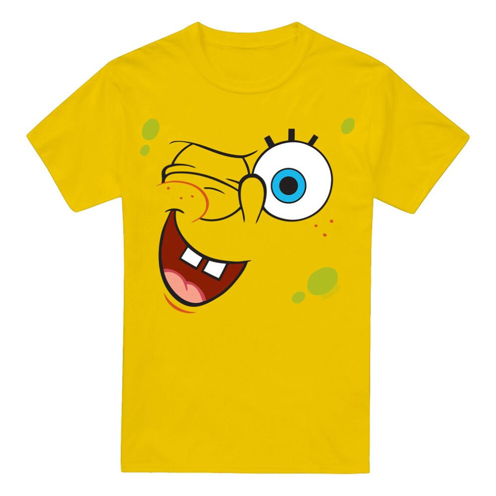 Spongebob Squarepants (Xxl, Yellow) Mens Winking Face T-Shirt