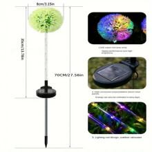 (A, warm light) Solar Lights Outdoor Garden Decor,Solar Garden Lights Decorative Dandelion with LED Waterproof Solar Lights Outdoor for Yard