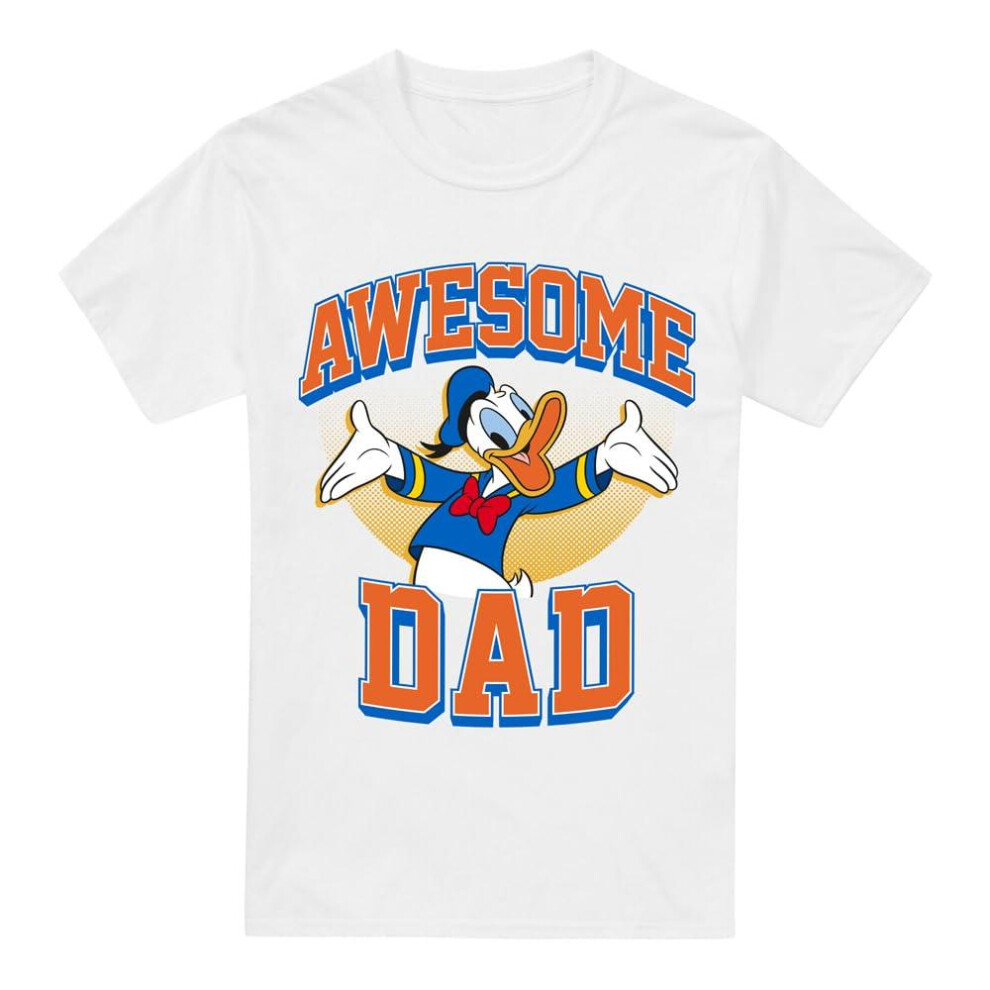 Disney (Xxl, White) Mens Awesome Dad Donald Duck T-Shirt