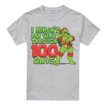 (M, Athletic Heather) Teenage Mutant Ninja Turtles Unisex Adult I Ninja'd My Way Through 100 Days T-Shirt