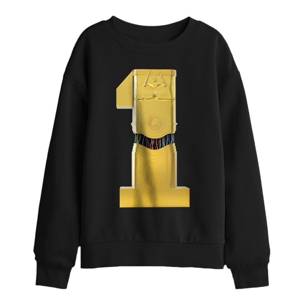 Star Wars (7-8 Years, ) Childrens/Kids C3po 1St Birthday Sweatshirt Black