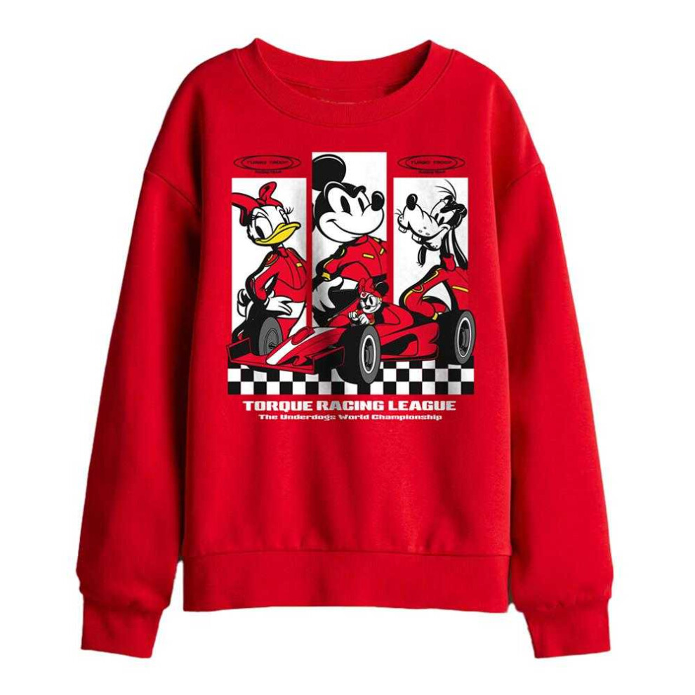 Disney (5-6 Years, ) Childrens/Kids Race League Mickey Mouse & Friends Sweatshirt Red