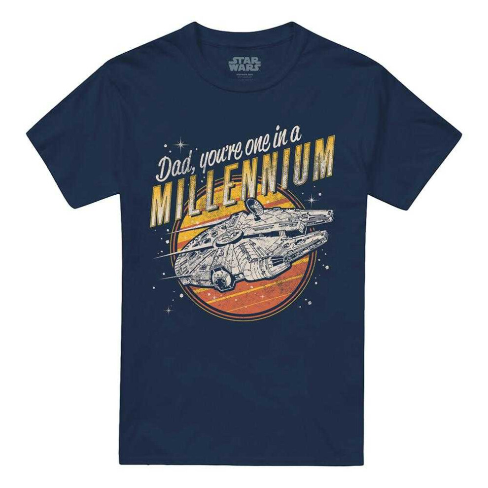Star Wars (3Xl, Navy) Unisex Adult Dad One In A Millennium T-Shirt Blue,Multicoloured