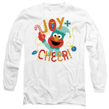 (XXL, White) Sesame Street Unisex Adult Joy And Cheer Elmo Long-Sleeved Christmas T-Shirt