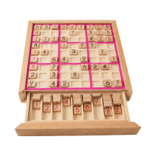 Sustainable Wood Sudoku Board Educational Toy For Children Age 6 And Older Pink