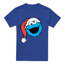 (XXL, Royal Blue) Sesame Street Unisex Adult Grover Santa Hat Heather Christmas T-Shirt