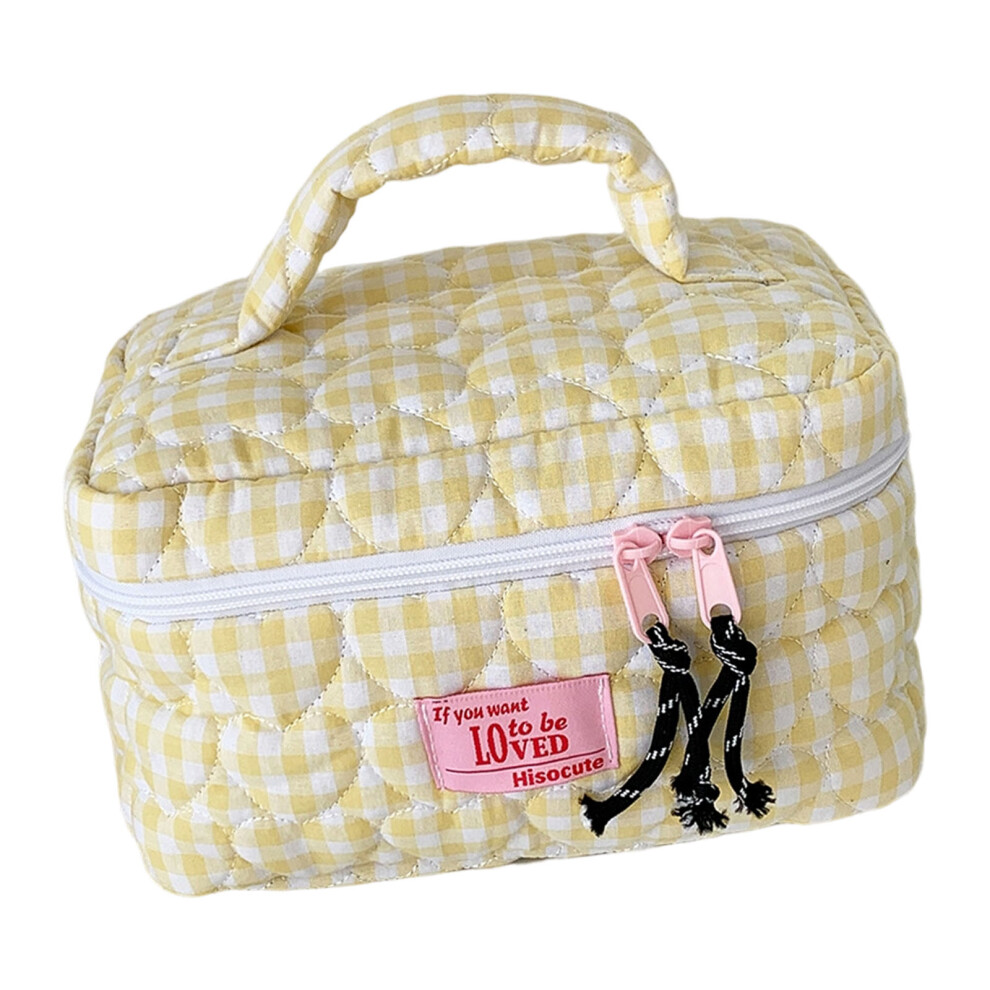 Yellow Easy Access Spacious Cosmetic Organizers Cartoon Print Portable Handbag For Women