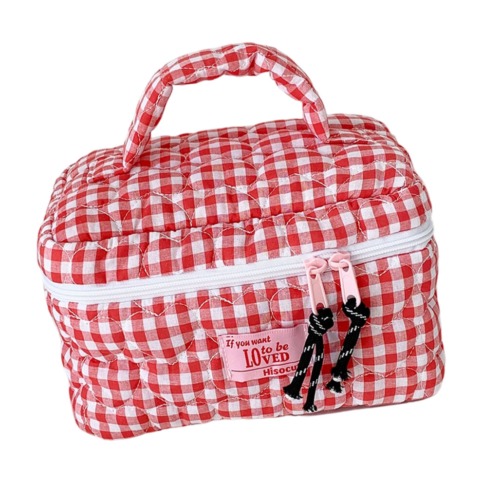 Multipurpose Makeup Bag with Handy Handle and Wear Resistant Toiletry Bag Rose red