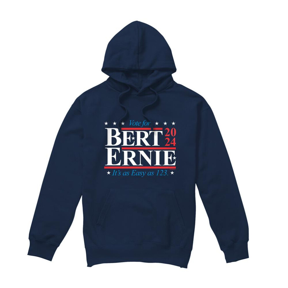 Sesame Street (S, Navy) Unisex Adult Bert Ernie For President 123 Vote Hoodie