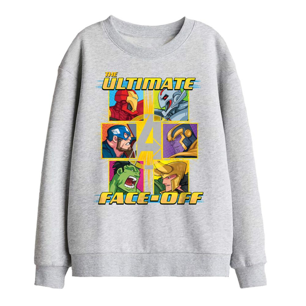 Avengers (7-8 Years, Athletic Heather) Childrens/Kids Face Off Sweatshirt