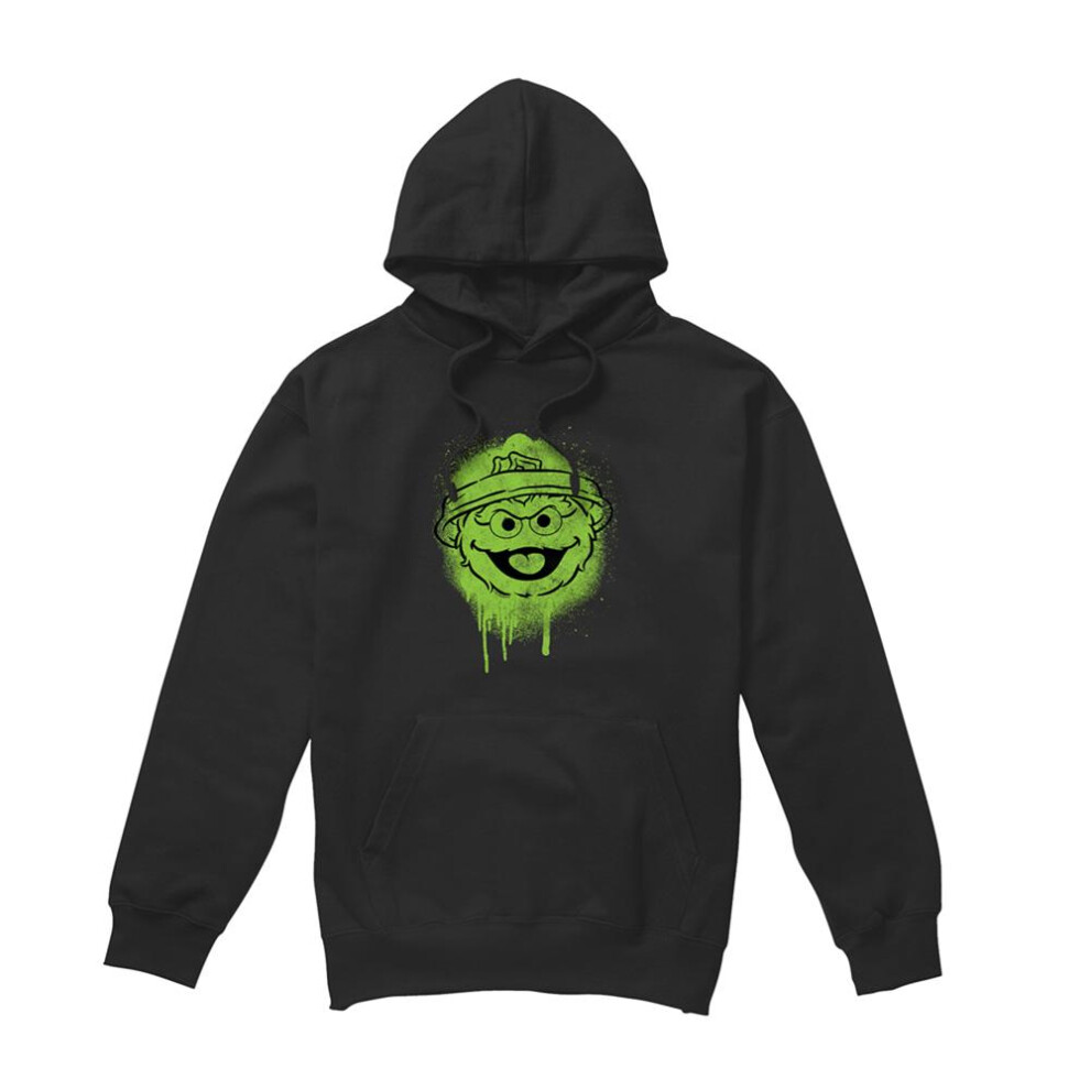 Sesame Street (M, ) Unisex Adult Oscar The Grouch Graffiti Hoodie Black