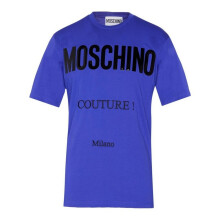 (L, Blue) Moschino Mens Couture Gloss Logo T-Shirt