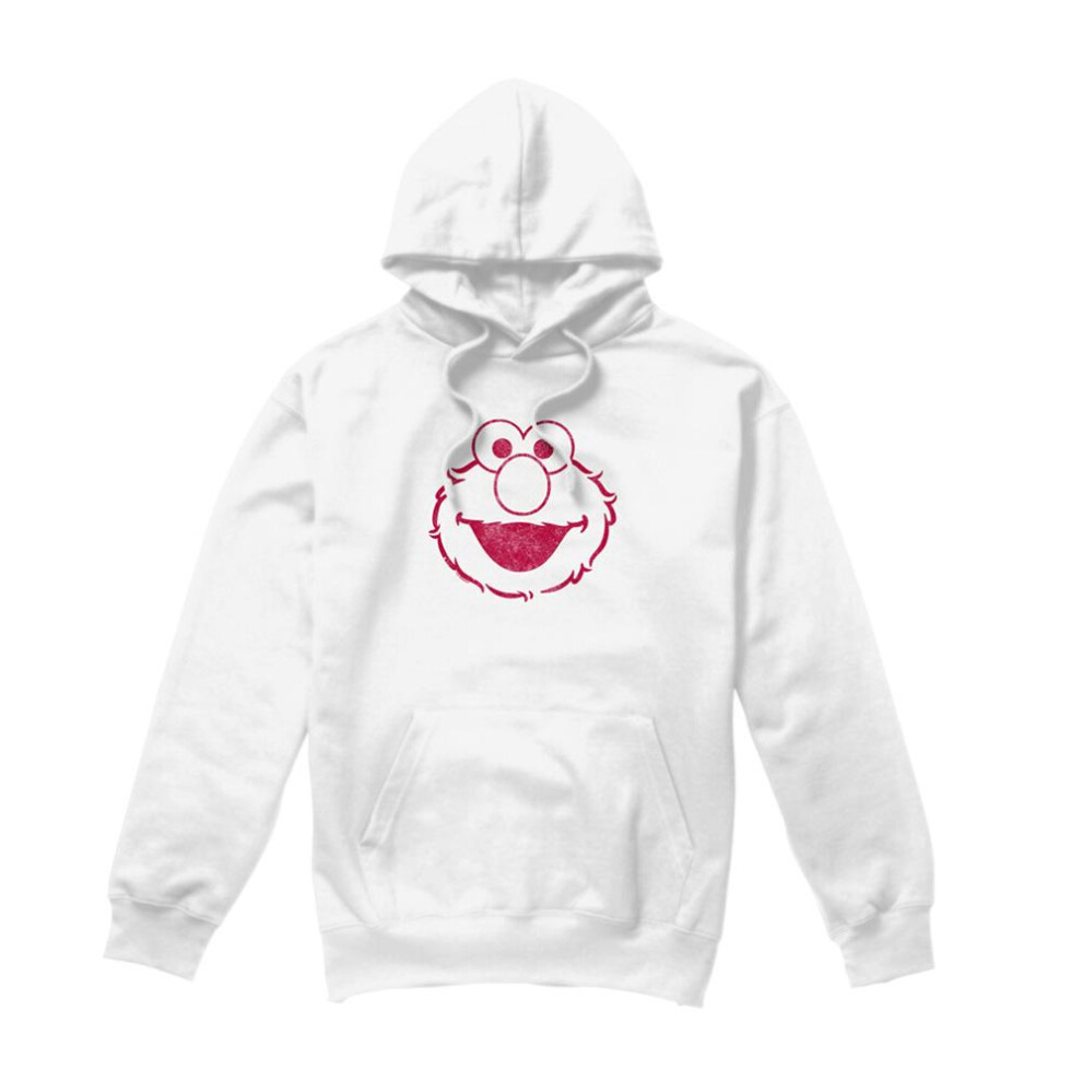 Sesame Street (S, ) Unisex Adult Elmo Mono Hoodie White