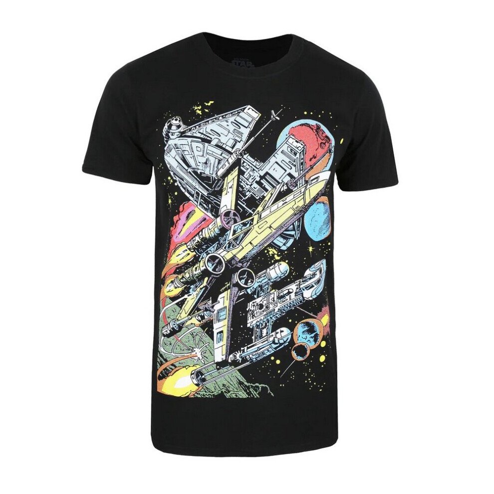 Star Wars (M, ) Mens Falcon Battle T-Shirt Black