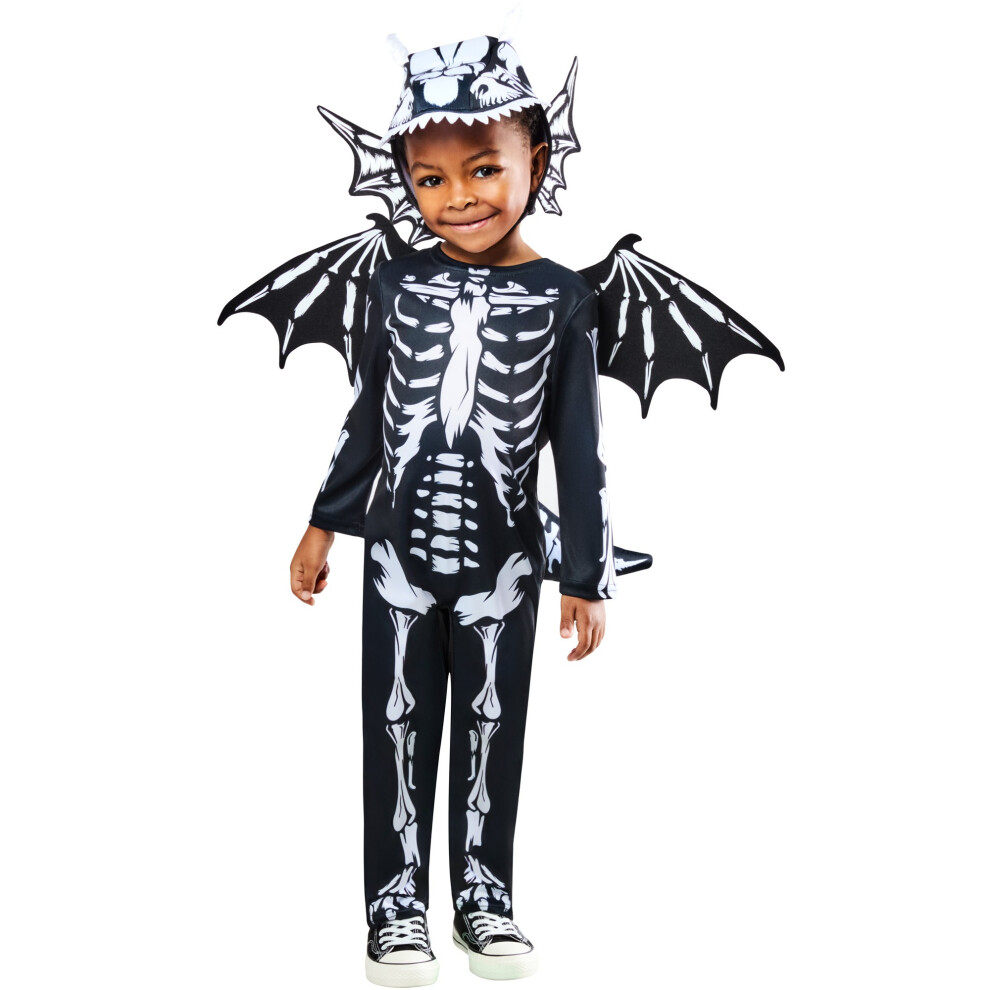 Rubies (7-8 Years, ) Toddler Dragon Skeleton Halloween Costume Black/White