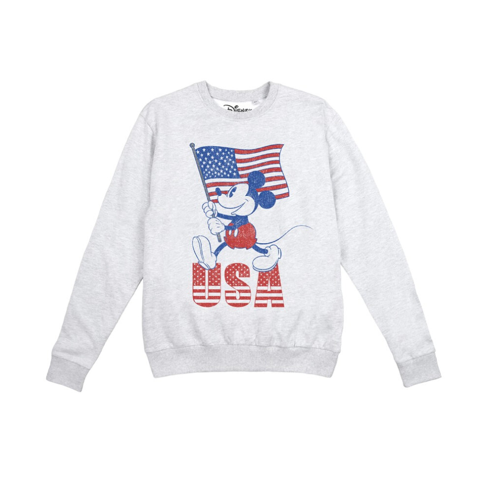 Disney (Xl, Sports ) Womens/Ladies Mickey Mouse Usa Sweatshirt Grey