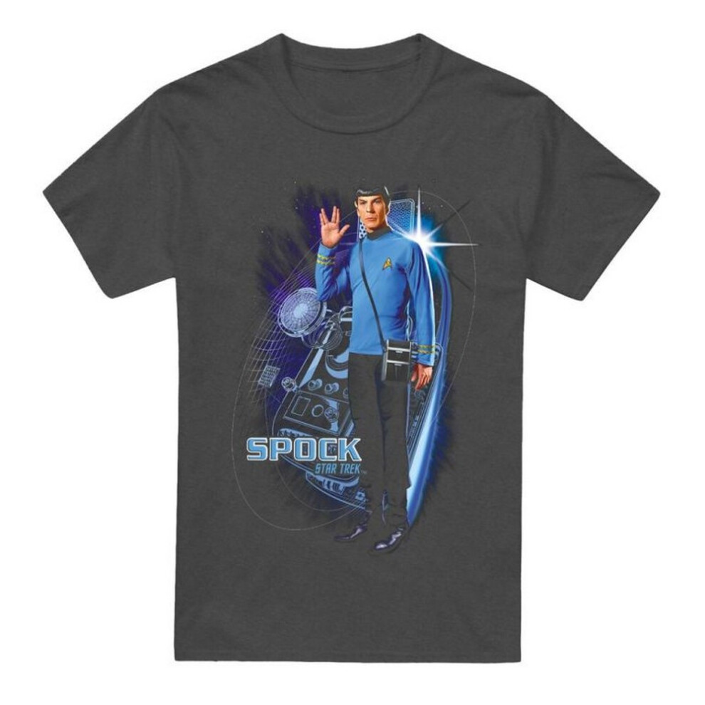 Star Trek (Xl, Charcoal) Unisex Adult Spock Galactic Heather T-Shirt Multicoloured