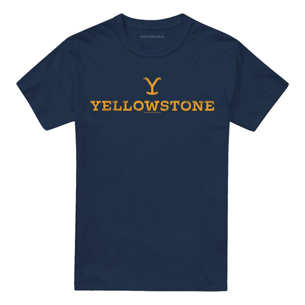 Yellowstone (S, Navy) Unisex Adult Logo T-Shirt