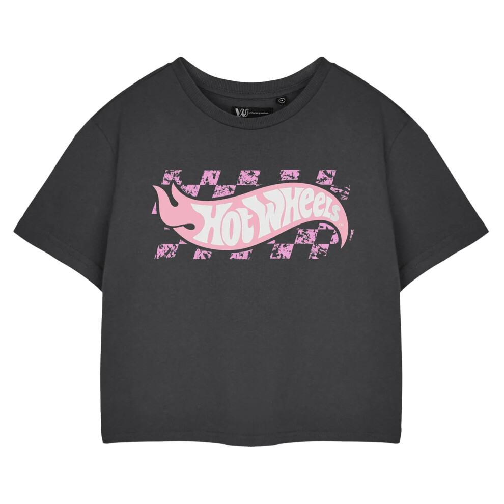 Hot Wheels (Xl, Charcoal) Womens/Ladies Pastel Logo Crop T-Shirt Multicoloured