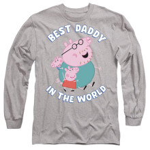(M, Heather Grey) Peppa Pig Unisex Adult Best Daddy In The World Heather Long-Sleeved T-Shirt