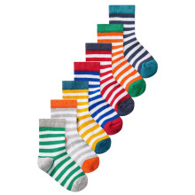 (4 UK-6 UK Child, Multicoloured) Ex Store Childrens/Kids Striped Cotton Socks (Pack of 7)