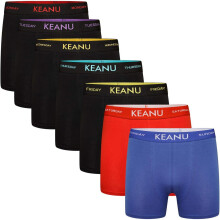 (9-10 Years, Black/Red/Blue/Yellow/Purple) Keanu Boys Days of The Week Cotton Blend Boxer Shorts (Pack of 7)
