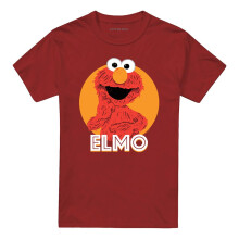(L, Cardinal) Sesame Street Unisex Adult Elmo Scribble T-Shirt