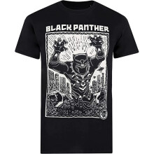 (S, Black) Black Panther Mens Linocut T-Shirt