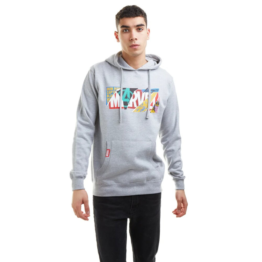 Marvel (M, Heather ) Mens Scrapbook Hoodie Grey